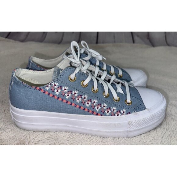 CONVERSE Women’s Chuck Taylor AS Lift Embroidered Florals Shoe A12051C Size 8 - Picture 5 of 9